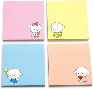 Cute Kawaii Lamb Sticky Notes 3x3 Inch 4 Pads 80 Sheets Memo Pads | 4 pads lamb kawaii sticky notes, strong residue-free adhesive, for school office home note taking reminders Cute Kawaii Lamb Sticky Notes 3x3 Inch 4 Pads 80 Sheets Memo Pads | 4 pads lamb kawaii sticky notes, strong residue-free adhesive, for school office home note taking reminders