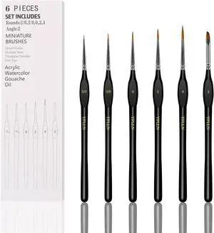 6Pcs Miniature Paint Brushes Set with Triangular Handles - for Acrylics, Oils, Watercolors & Paint by Number, Figurine(Black) 6Pcs Miniature Paint Brushes Set with Triangular Handles - for Acrylics, Oils, Watercolors & Paint by Number, Figurine(Black)