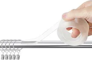 Curtain Rod Slide Smooth Tape, 1IN x 16FT Clear Quiet Drapery Ring Tape for Smooth Curtain Glide Prevents Drapery Rings from Catching on Rods Noise Reduction Curtain Rod Slide Smooth Tape, 1IN x 16FT Clear Quiet Drapery Ring Tape for Smooth Curtain Glide Prevents Drapery Rings from Catching on Rods Noise Reduction