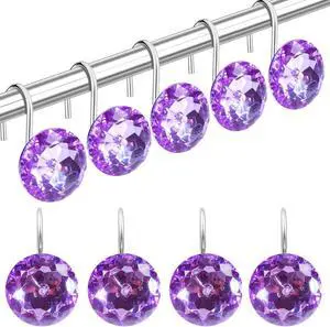 TOAOB Stainless Steel Shower Curtain Hooks Rings Bling Purple Shower Hooks Rust Resistant Shower Rings Set of 12 Pack for Decorative Curtain Accessories and Bathroom Rods TOAOB Stainless Steel Shower Curtain Hooks Rings Bling Purple Shower Hooks Rust Resistant Shower Rings Set of 12 Pack for Decorative Curtain Accessories and Bathroom Rods