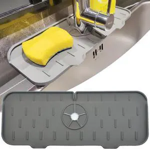 Gosmol Kitchen Sink Splash Guard Silicone Faucet Mat for Kitchen Sink Grey | Sink drain pad behind faucet, Sink rubber mat around faucet guard & draining mat, bathroom sink protector Water Catcher Mat Gosmol Kitchen Sink Splash Guard Silicone Faucet Mat for Kitchen Sink Grey | Sink drain pad behind faucet, Sink rubber mat around faucet guard & draining mat, bathroom sink protector Water Catcher Mat