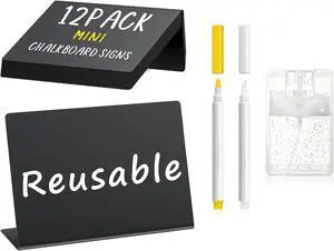 PigPotParty 12 Pcs Food Labels for Party Buffet 4"x3" Mini Chalkboard Signs | Place Cards for Food Buffet, Party Labels - Name Tags- Taco/Bake Sale/BBQ Food Sign, w/Cleaning Spray & 2 Markers PigPotParty 12 Pcs Food Labels for Party Buffet 4"x3" Mini Chalkboard Signs | Place Cards for Food Buffet, Party Labels - Name Tags- Taco/Bake Sale/BBQ Food Sign, w/Cleaning Spray & 2 Markers