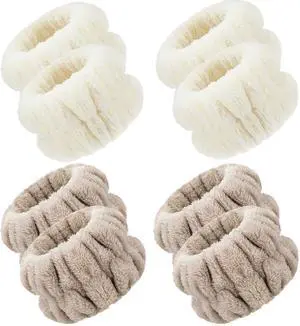 Chuangdi 4 Pairs Wrist Bands for Washing Face Microfiber,Khaki, Beige | Soft Absorbent Spa Scrunchies, Keep Arms Dry During Facial Cleansing, Ideal for Makeup Removal and Skincare Routines Chuangdi 4 Pairs Wrist Bands for Washing Face Microfiber,Khaki, Beige | Soft Absorbent Spa Scrunchies, Keep Arms Dry During Facial Cleansing, Ideal for Makeup Removal and Skincare Routines