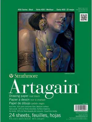 Strathmore 400 Series Artagain Pad, Coal Black Paper, Glue Bound, 9x12 inches, 24 Sheets - Artist Paper for for Adults and Students, Pastel & Charcoal Strathmore 400 Series Artagain Pad, Coal Black Paper, Glue Bound, 9x12 inches, 24 Sheets - Artist Paper for for Adults and Students, Pastel & Charcoal