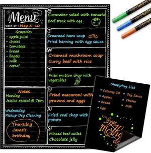 JJPRO Magnetic Dry Erase Menu Blackboard for Fridge-Weekly Meal Planner Chalkboard with Notepad Blackboard Set for Kitchen Refrigerator-Refrigerator Organizer with Menu Planning Board JJPRO Magnetic Dry Erase Menu Blackboard for Fridge-Weekly Meal Planner Chalkboard with Notepad Blackboard Set for Kitchen Refrigerator-Refrigerator Organizer with Menu Planning Board