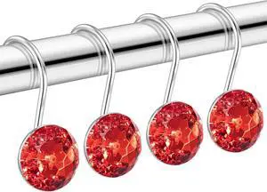 HBlife 12 Pcs Acrylic Decorative Rolling Diamond Shower Curtain Hooks Rust Proof Rhinestones Crystal Bling Shower Curtain Hooks for Curtain and Shower Rod, Red Round HBlife 12 Pcs Acrylic Decorative Rolling Diamond Shower Curtain Hooks Rust Proof Rhinestones Crystal Bling Shower Curtain Hooks for Curtain and Shower Rod, Red Round