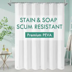 MitoVilla White Peva Shower Curtain Liner, Simple Plastic Shower Curtains Liner for Modern Neutral Hotel Bathroom Decor, Waterproof Bathroom Shower Liner, 72" W x 72" H MitoVilla White Peva Shower Curtain Liner, Simple Plastic Shower Curtains Liner for Modern Neutral Hotel Bathroom Decor, Waterproof Bathroom Shower Liner, 72" W x 72" H