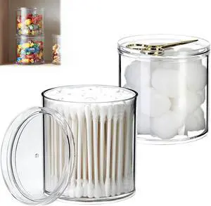 2Pack Stackable Clear Plastic Container - Round Vanity Storage Organizers with Lids for Hair Accessories & Beauty Supplies & Bathroom Container Set 2Pack Stackable Clear Plastic Container - Round Vanity Storage Organizers with Lids for Hair Accessories & Beauty Supplies & Bathroom Container Set