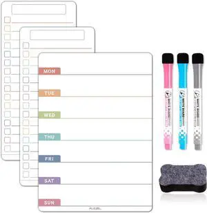 ALEZEL Magnetic Weekly Calendar for Refrigerator, Magnetic Menu Board Set | Includes Weekly Dry Erase Board for Refrigerator & 2 Grocery/to Do List Whiteboards, 3 Markers + 1 Eraser ALEZEL Magnetic Weekly Calendar for Refrigerator, Magnetic Menu Board Set | Includes Weekly Dry Erase Board for Refrigerator & 2 Grocery/to Do List Whiteboards, 3 Markers + 1 Eraser