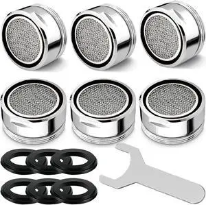 6Pcs Bathroom Faucet Aerator Replacement with Brass Shell 15/16 Inch 24mm External Thread Aerator Faucet Filter with (Silver) 6Pcs Bathroom Faucet Aerator Replacement with Brass Shell 15/16 Inch 24mm External Thread Aerator Faucet Filter with (Silver)