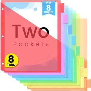 Sooez 8 Count Dividers with Pockets, Binder Dividers with tabs | Binder Dividers for 3 Ring Binders, Binder Divider with Pockets for US Letter Size, Insertable Big Tabs, Red, Set of 1 Sooez 8 Count Dividers with Pockets, Binder Dividers with tabs | Binder Dividers for 3 Ring Binders, Binder Divider with Pockets for US Letter Size, Insertable Big Tabs, Red, Set of 1