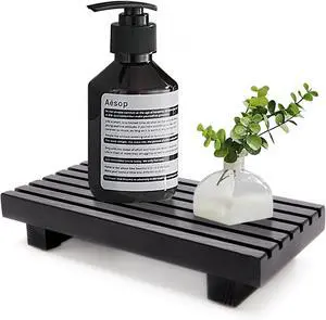 Black Bathroom Tray for Sink Decor Kitchen Counter Wood Pedestal Soap Dish | Small Sponge Holder Soap Dispenser Wooden Risers Restroom Decor Kitchen Accessories Countertop Mens Spa Vanity Toilet Tray Black Bathroom Tray for Sink Decor Kitchen Counter Wood Pedestal Soap Dish | Small Sponge Holder Soap Dispenser Wooden Risers Restroom Decor Kitchen Accessories Countertop Mens Spa Vanity Toilet Tray