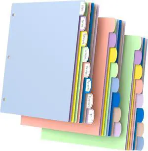 24Pcs/3 Set 3 Ring Binder Dividers with Tabs, 8 Color Tab, Plastic, Pastel | Divders for 3 Ring Binder, Page Folder Dividers, Sheet Protectors, Three Ring Binder Index Dividers, for Notebook 24Pcs/3 Set 3 Ring Binder Dividers with Tabs, 8 Color Tab, Plastic, Pastel | Divders for 3 Ring Binder, Page Folder Dividers, Sheet Protectors, Three Ring Binder Index Dividers, for Notebook