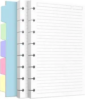 Discbound Refill Paper, Arc Notebook Refill paper, 240 Pages, Junior Size | Disc Paper Refill for Note-Taking System Discbound Planner Inserts with 5 Sheets Dividers,White Paper Refill, 5.6" x 8.3 " Discbound Refill Paper, Arc Notebook Refill paper, 240 Pages, Junior Size | Disc Paper Refill for Note-Taking System Discbound Planner Inserts with 5 Sheets Dividers,White Paper Refill, 5.6" x 8.3 "