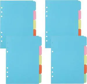4 Pack A5 Binder Dividers,Paper Index Divider,Horizontal Tabs Page | for 6-Holes Ring Binders Notebooks Travel Diary Journal Personal Planner (5-Color, A5) 4 Pack A5 Binder Dividers,Paper Index Divider,Horizontal Tabs Page | for 6-Holes Ring Binders Notebooks Travel Diary Journal Personal Planner (5-Color, A5)