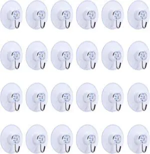 Mudder 24 Pcs Suction Cup Hooks Wall Clear Suction Cups with Metal Hooks Window Hangers for Glass Wall Towel Hangers Supplies Bathroom Glass Kitchen Decorations,3 lbs (45 mm) Mudder 24 Pcs Suction Cup Hooks Wall Clear Suction Cups with Metal Hooks Window Hangers for Glass Wall Towel Hangers Supplies Bathroom Glass Kitchen Decorations,3 lbs (45 mm)