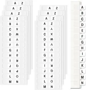 Aixoom A-Z Sticky Alphabet Tabs, Self-Adhesive Letter Index Stickers (208) | Transparent Permanent Tabs for Notebook, Textbook, Dictionary, Filing, Files & Office Organization Aixoom A-Z Sticky Alphabet Tabs, Self-Adhesive Letter Index Stickers (208) | Transparent Permanent Tabs for Notebook, Textbook, Dictionary, Filing, Files & Office Organization