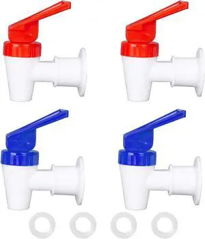 4 Pack Replacement Water Dispenser Faucets - 2 Red & 2 Blue Plastic Spigots | BPA-Free Water Jug Spout, 3/8 Inch Internal Thread, BPA-Free for Water Coolers, No Leak Push-Type Spouts 4 Pack Replacement Water Dispenser Faucets - 2 Red & 2 Blue Plastic Spigots | BPA-Free Water Jug Spout, 3/8 Inch Internal Thread, BPA-Free for Water Coolers, No Leak Push-Type Spouts