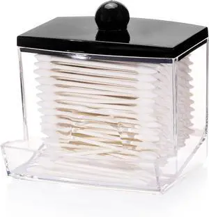 Tbestmax 10oz Qtip Holder Dispenser Big Clear Bathroom Organizer Accessories Decor for Storage-Qtips Cotton Ball Holder Apothecary Jars, Cotton Swabs, Floss Container - Black Lid Tbestmax 10oz Qtip Holder Dispenser Big Clear Bathroom Organizer Accessories Decor for Storage-Qtips Cotton Ball Holder Apothecary Jars, Cotton Swabs, Floss Container - Black Lid