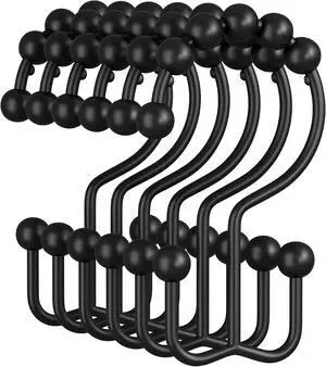 Amazer Shower Curtain Rings, Rust-Resistant Metal Double Shower Hooks for Curtain Rolling Shower Curtain Hooks Rings Shower Rings for Bathroom Shower Curtain Rod, Matte Black, Set of 12 Rings Amazer Shower Curtain Rings, Rust-Resistant Metal Double Shower Hooks for Curtain Rolling Shower Curtain Hooks Rings Shower Rings for Bathroom Shower Curtain Rod, Matte Black, Set of 12 Rings