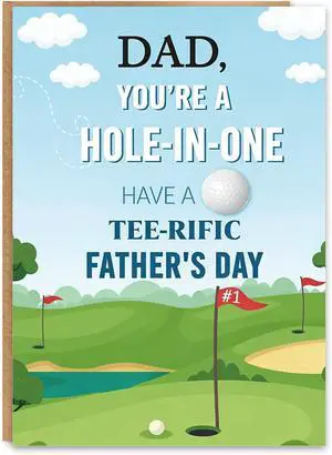 Golf Fathers Day Card for Dad, Fathers Day Card for Golfer, Golf Fathers Day Gift for Him, Printed Inside, with Kraft Envelope and Gold Seal Sticker Golf Fathers Day Card for Dad, Fathers Day Card for Golfer, Golf Fathers Day Gift for Him, Printed Inside, with Kraft Envelope and Gold Seal Sticker