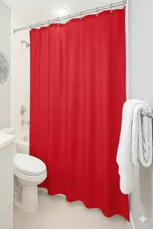 Dependable Industries inc. Essentials Bathroom Magnetized Shower Curtain Liner with Metal Grommets Waterproof (Red) Dependable Industries inc. Essentials Bathroom Magnetized Shower Curtain Liner with Metal Grommets Waterproof (Red)