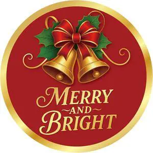 Alynta Merry and Bright Stickers 2 Inch 120Pcs Holiday Stickers Gold Foil | Christmas Sticker Round Large Xmas Bell Sticker Labels for Envelope Seals Ornaments Presents Alynta Merry and Bright Stickers 2 Inch 120Pcs Holiday Stickers Gold Foil | Christmas Sticker Round Large Xmas Bell Sticker Labels for Envelope Seals Ornaments Presents