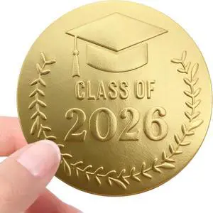 100 x Gold Foil Embossed Class of 2026 Stickers, Graduation Embossed Raised Sticker, Grad Party Embossing Seal Label, Metallic Seal, 1.5 inch (Gold Embossed) 100 x Gold Foil Embossed Class of 2026 Stickers, Graduation Embossed Raised Sticker, Grad Party Embossing Seal Label, Metallic Seal, 1.5 inch (Gold Embossed)