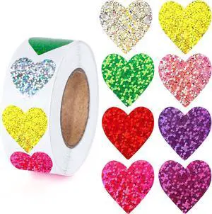 Anwyll Heart Stickers - 500Pcs 1Inch Valentines Day Heart Stickers Glitter Colored Heart Shape Sticker for Reward Classroom Self Adhesive Love Incentive Sticker for Envelope Seal Card Birthday Wedding Anwyll Heart Stickers - 500Pcs 1Inch Valentines Day Heart Stickers Glitter Colored Heart Shape Sticker for Reward Classroom Self Adhesive Love Incentive Sticker for Envelope Seal Card Birthday Wedding