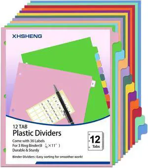 Binder Dividers with Tabs,Monthly Dividers for 3 Ring Binder,12 TABS,Customizable Table of Contents,Multicolor,1 Sets Binder Dividers with Tabs,Monthly Dividers for 3 Ring Binder,12 TABS,Customizable Table of Contents,Multicolor,1 Sets