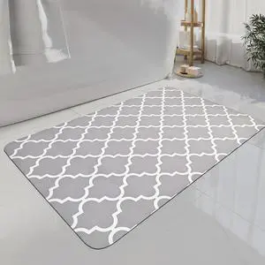 Grey Geometric 20"x31" Non Slip Quick Dry Bath Mat | Rubber Backing Thin Bathroom Rugs Fit Under Door, Absorbent Bath Rug Washable Easy Care for Bathtub Sink Shower Laundry Grey Geometric 20"x31" Non Slip Quick Dry Bath Mat | Rubber Backing Thin Bathroom Rugs Fit Under Door, Absorbent Bath Rug Washable Easy Care for Bathtub Sink Shower Laundry