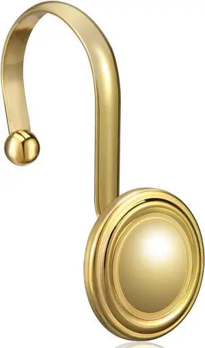 CHICTIE Gold Shower Curtain Hooks Rings, Decorative Shower Hook for Shower Curtain, Rustproof Modern Shower Rings Hangers for Bathroom Curtains Rods, Set of 12 CHICTIE Gold Shower Curtain Hooks Rings, Decorative Shower Hook for Shower Curtain, Rustproof Modern Shower Rings Hangers for Bathroom Curtains Rods, Set of 12