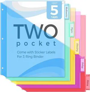 SKYDUE Binder Dividers with Two Pockets, 1Set, 5 Tabs Dividers for 3 Ring Binder, Plastic Binder Dividers with Tabs for School, Office, and Home Organization,Blue SKYDUE Binder Dividers with Two Pockets, 1Set, 5 Tabs Dividers for 3 Ring Binder, Plastic Binder Dividers with Tabs for School, Office, and Home Organization,Blue