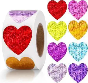 Anwyll Heart Stickers - 500Pcs 1Inch Valentines Day Heart Stickers Holographic Colored Heart Shape Sticker for Reward Classroom Self Adhesive Love Incentive Sticker for Envelope Seal Birthday Wedding Anwyll Heart Stickers - 500Pcs 1Inch Valentines Day Heart Stickers Holographic Colored Heart Shape Sticker for Reward Classroom Self Adhesive Love Incentive Sticker for Envelope Seal Birthday Wedding