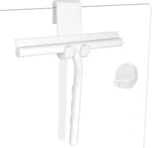 Shower Squeegee for Glass Doors, Full Silicone Jacketed Squeegee with Ergonomic Handle & No-Drill Hook, Cleaning Tool for Windows, Mirrors, Tiles, Bathroom & Car - White Shower Squeegee for Glass Doors, Full Silicone Jacketed Squeegee with Ergonomic Handle & No-Drill Hook, Cleaning Tool for Windows, Mirrors, Tiles, Bathroom & Car - White