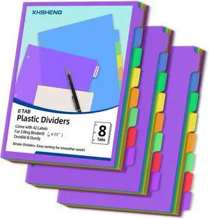 24PCS/3 Set 3-Ring Binder Dividers with Tabs,8 Tab Plastic File Dividers,Binder Separators with tabs for Office/School Supplies 24PCS/3 Set 3-Ring Binder Dividers with Tabs,8 Tab Plastic File Dividers,Binder Separators with tabs for Office/School Supplies