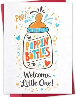 New Baby Card, Baby Shower Card, Welcome Baby Card, Congratulations Card for New Parents, Welcome Little One Card, Blank Inside, with Red Envelope and Gold Seal Sticker New Baby Card, Baby Shower Card, Welcome Baby Card, Congratulations Card for New Parents, Welcome Little One Card, Blank Inside, with Red Envelope and Gold Seal Sticker