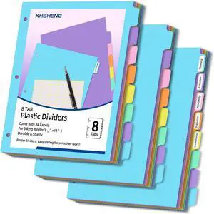 3 Ring Binder Dividers with TAB,24PCS/3 Set Plastic File Dividers,8 Tab 3 Hole Punch Dividers,Pastel Color,Letter Size,3 Sets 3 Ring Binder Dividers with TAB,24PCS/3 Set Plastic File Dividers,8 Tab 3 Hole Punch Dividers,Pastel Color,Letter Size,3 Sets