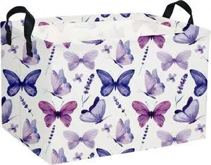 Rectangular Butterfly Baskets Storage Bins Organizer Box Room Decor for Home(Purple Butterfly) Rectangular Butterfly Baskets Storage Bins Organizer Box Room Decor for Home(Purple Butterfly)