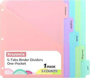 5 Tabs Dividers with Pockets for 3 Ring Binder, 5 Count Binder Dividers for US Letter Size, Tabbed Dividers for School, Office, and Home Organization, 5 Pastel Colors (1) 5 Tabs Dividers with Pockets for 3 Ring Binder, 5 Count Binder Dividers for US Letter Size, Tabbed Dividers for School, Office, and Home Organization, 5 Pastel Colors (1)
