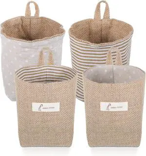 2 Pack Hanging Basket for Door, Small Jute Wall Storage, Hanging Storage Bags Cotton Linen Boho Camper Decor for Keys, Flower Plants, Wallet 2 Pack Hanging Basket for Door, Small Jute Wall Storage, Hanging Storage Bags Cotton Linen Boho Camper Decor for Keys, Flower Plants, Wallet