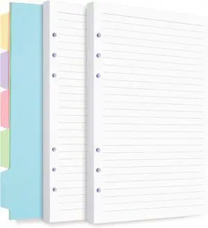 A6 Refill Paper, 6 Ring Lined Paper with Binder Dividers, 240 Pages, White | A6 Binder Inserts for Budget Planner Journals Notebook, Planner Inserts for A6 6 Ring Binder, Loose Leaf Paper A6 Refill Paper, 6 Ring Lined Paper with Binder Dividers, 240 Pages, White | A6 Binder Inserts for Budget Planner Journals Notebook, Planner Inserts for A6 6 Ring Binder, Loose Leaf Paper