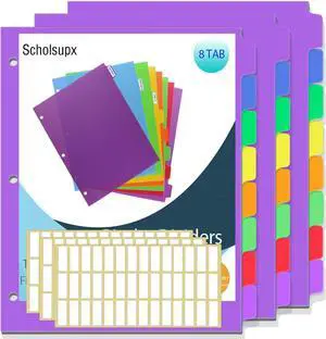 Binder Dividers for 3 Ring Binder, 8 Tab Set, Durable Plastic Dividers with Tabs for Letter Size, Colorful Notebook Dividers for for Office, School Binder Dividers for 3 Ring Binder, 8 Tab Set, Durable Plastic Dividers with Tabs for Letter Size, Colorful Notebook Dividers for for Office, School