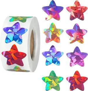 Anwyll Star Stickers - 500Pcs 1Inch Holographic Colorful Star Shape Stickers for Reward Classroom Self Adhesive Stars Incentive Sticker Roll for Envelope Seal Card Craft Teacher Behavior Chart Anwyll Star Stickers - 500Pcs 1Inch Holographic Colorful Star Shape Stickers for Reward Classroom Self Adhesive Stars Incentive Sticker Roll for Envelope Seal Card Craft Teacher Behavior Chart
