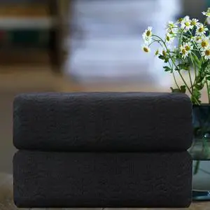 Ultra Soft 2 Piece Textured Hand Towel Set for Bathroom Shower Pool and Kitchen, Quick Dry, Highly Absorbent - Black Ultra Soft 2 Piece Textured Hand Towel Set for Bathroom Shower Pool and Kitchen, Quick Dry, Highly Absorbent - Black
