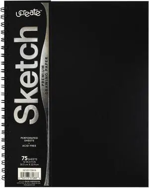 UCreate Poly Cover Sketch Book, Heavyweight, 9" x 12", Black, 75 Sheets | Supports classroom learning, crafts and creative activities UCreate Poly Cover Sketch Book, Heavyweight, 9" x 12", Black, 75 Sheets | Supports classroom learning, crafts and creative activities