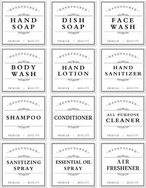 White Waterproof Soap Labels for Plastic/Glass Bottles, Bathroom/Kitchen Hand Soap Dispenser Label Stickers, Removable Cleaning Bottle Labels for Soap, Lotion, Shampoo Conditioner, 12Pack (White) White Waterproof Soap Labels for Plastic/Glass Bottles, Bathroom/Kitchen Hand Soap Dispenser Label Stickers, Removable Cleaning Bottle Labels for Soap, Lotion, Shampoo Conditioner, 12Pack (White)