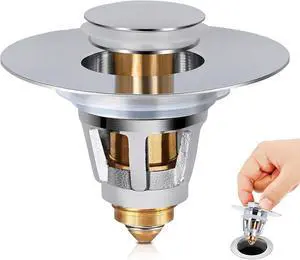 All Brass Metal Sink Stopper with Hair Catcher | Universal Bathroom Drain Strainer | Anti Clog Filter Basket, Polished Chrome, Fit for 1.08-1.5 Inch Sink Drain Hole All Brass Metal Sink Stopper with Hair Catcher | Universal Bathroom Drain Strainer | Anti Clog Filter Basket, Polished Chrome, Fit for 1.08-1.5 Inch Sink Drain Hole