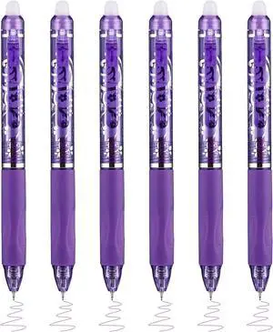 6 Pcs Retractable Erasable Pens, Colored Gel Purple Ink Pens Clicker with Erasers, 0.5mm Fine Point Smooth Writing Pen for Journaling Note-Taking Crossword Puzzles Supplies (Purple) 6 Pcs Retractable Erasable Pens, Colored Gel Purple Ink Pens Clicker with Erasers, 0.5mm Fine Point Smooth Writing Pen for Journaling Note-Taking Crossword Puzzles Supplies (Purple)