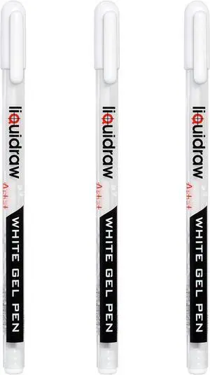 Liquidraw White Gel Pens - Set of 3 | 0.8 mm Fine Point Gel Pen For Artists | Ideal for Highlighting, Coloring, Drawing, Writing & Sketching | Ideal For Writing On Black Paper | Must-Have Art Supplies Liquidraw White Gel Pens - Set of 3 | 0.8 mm Fine Point Gel Pen For Artists | Ideal for Highlighting, Coloring, Drawing, Writing & Sketching | Ideal For Writing On Black Paper | Must-Have Art Supplies